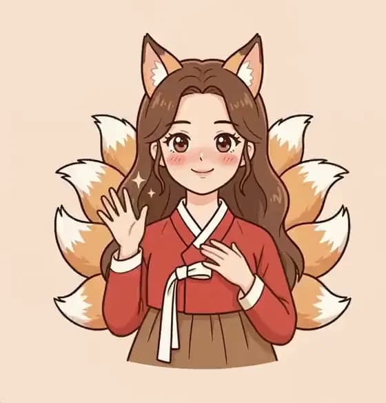 닝겐사주 구미호 미호가 반갑게 손 흔드는 장면